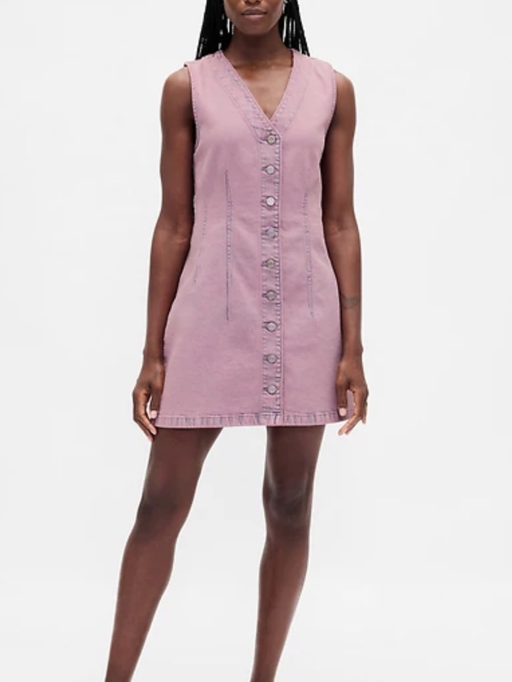 GAP WOMENS MAUVE PURPLE ACID WASH BUTTON DOWN DENIM MINI DRESS MEDIUM